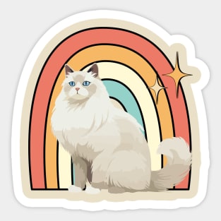 retro rainbow cat Sticker